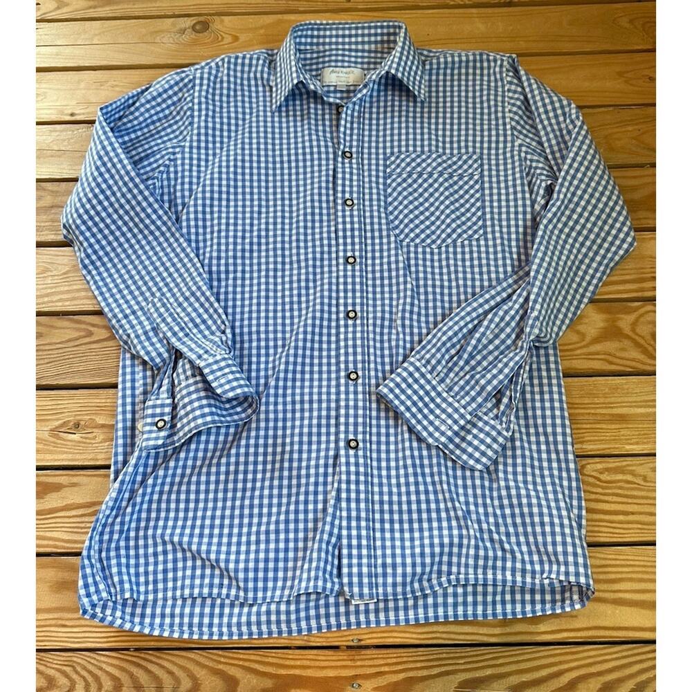 Angermaier Button Up Check Shirt Size 39/40 (US S/M) Men’s Blue